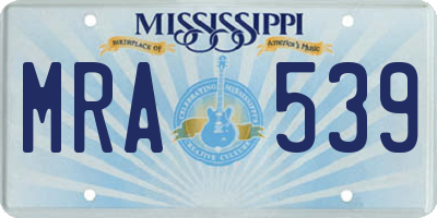 MS license plate MRA539