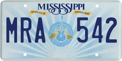 MS license plate MRA542