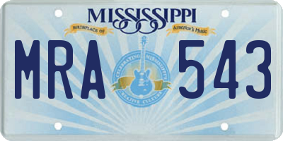 MS license plate MRA543