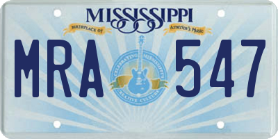 MS license plate MRA547