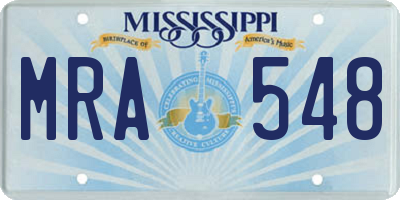 MS license plate MRA548