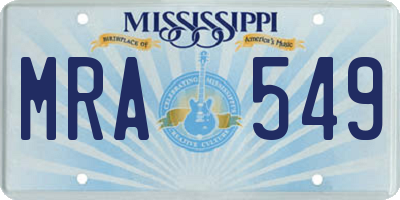 MS license plate MRA549