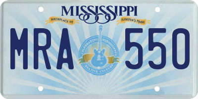 MS license plate MRA550