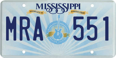 MS license plate MRA551