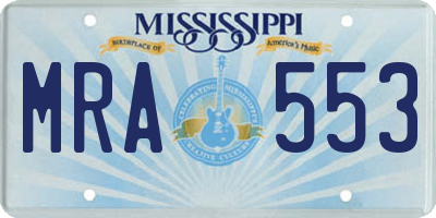 MS license plate MRA553