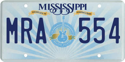 MS license plate MRA554