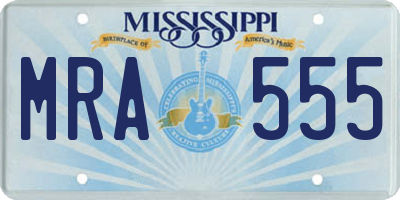 MS license plate MRA555