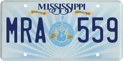 MS license plate MRA559