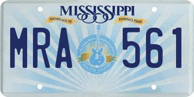MS license plate MRA561