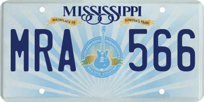 MS license plate MRA566