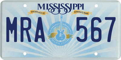 MS license plate MRA567