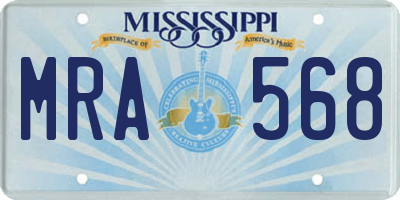 MS license plate MRA568