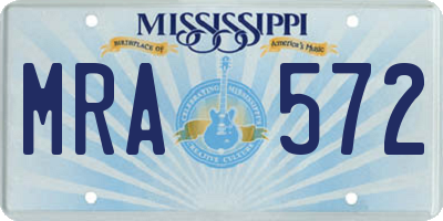 MS license plate MRA572