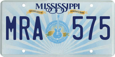 MS license plate MRA575
