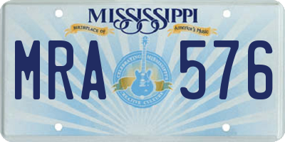 MS license plate MRA576