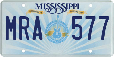 MS license plate MRA577