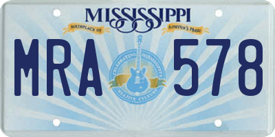 MS license plate MRA578