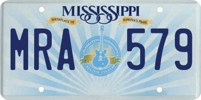 MS license plate MRA579
