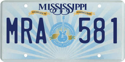 MS license plate MRA581