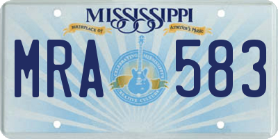 MS license plate MRA583