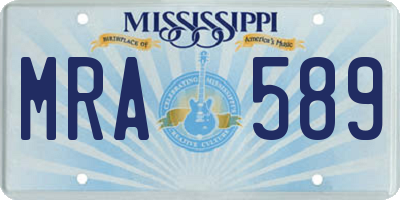 MS license plate MRA589