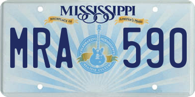 MS license plate MRA590