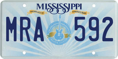 MS license plate MRA592