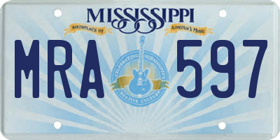 MS license plate MRA597