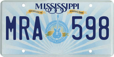 MS license plate MRA598