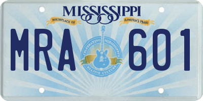 MS license plate MRA601