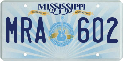 MS license plate MRA602