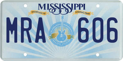 MS license plate MRA606