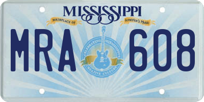MS license plate MRA608