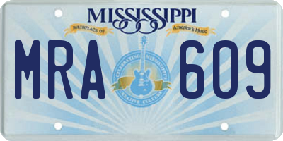 MS license plate MRA609