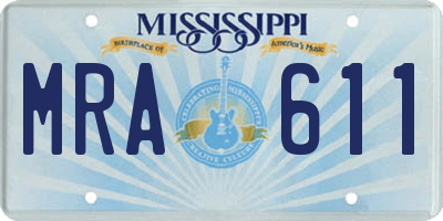 MS license plate MRA611