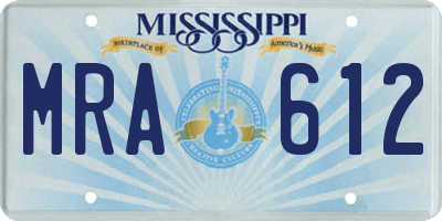MS license plate MRA612