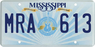MS license plate MRA613