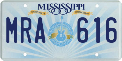 MS license plate MRA616