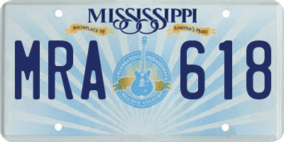 MS license plate MRA618