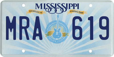 MS license plate MRA619