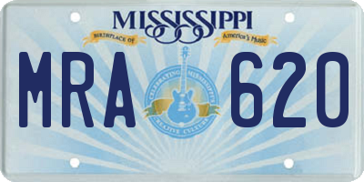 MS license plate MRA620