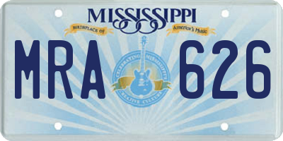 MS license plate MRA626
