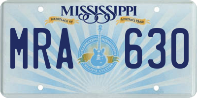 MS license plate MRA630