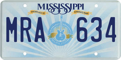 MS license plate MRA634