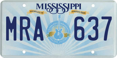 MS license plate MRA637