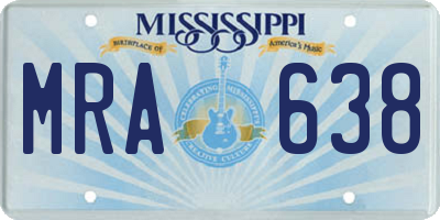 MS license plate MRA638