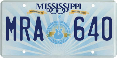 MS license plate MRA640