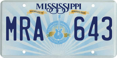 MS license plate MRA643