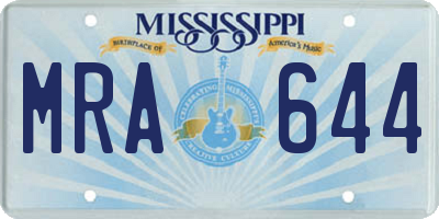 MS license plate MRA644