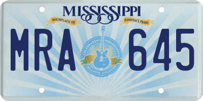 MS license plate MRA645